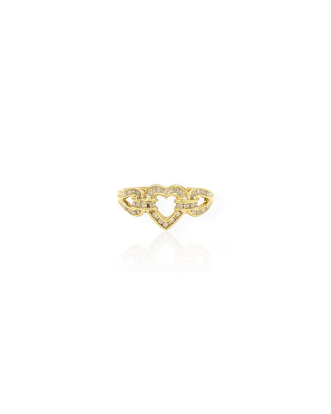 10k Gold Diamond Heart Buckle Ring (9.75)