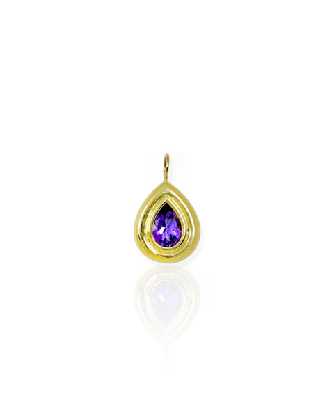 14k Gold Amethyst Pear Charm