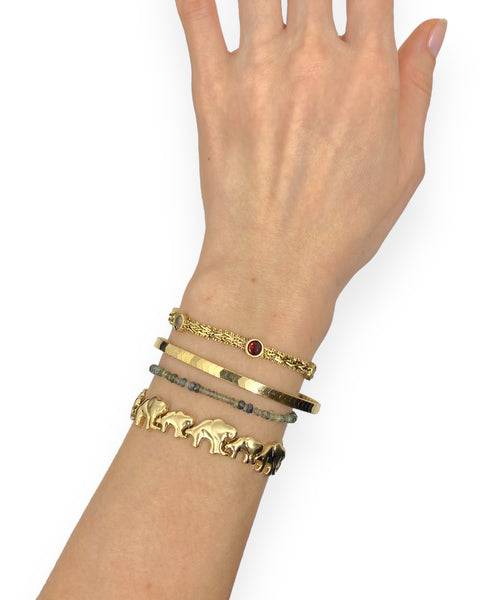 14k Gold Fancy Link Gemstone Station Bracelet (7. 625")