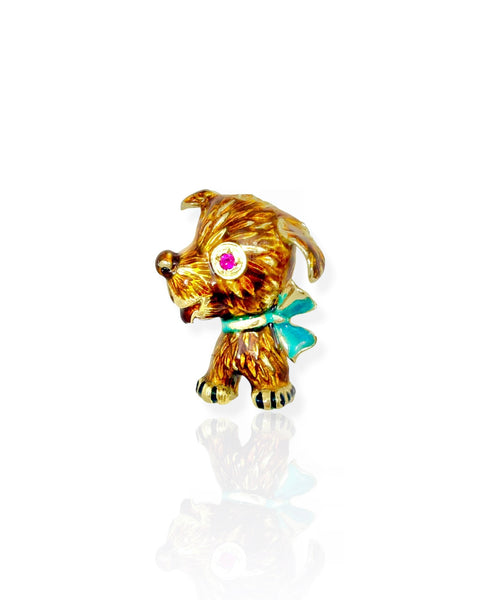 14k Gold Dog Brooch