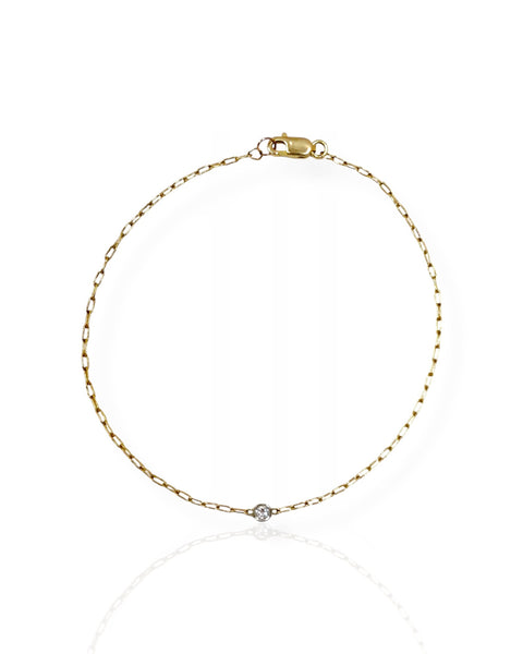 14k Gold Diamond Cable Chain Bracelet (7.5