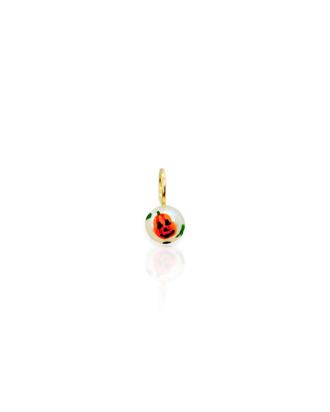 14k Gold Jack O'Lantern Pearl Charm