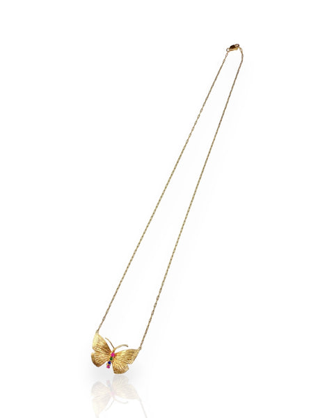 14k Gold Butterfly Necklace (18