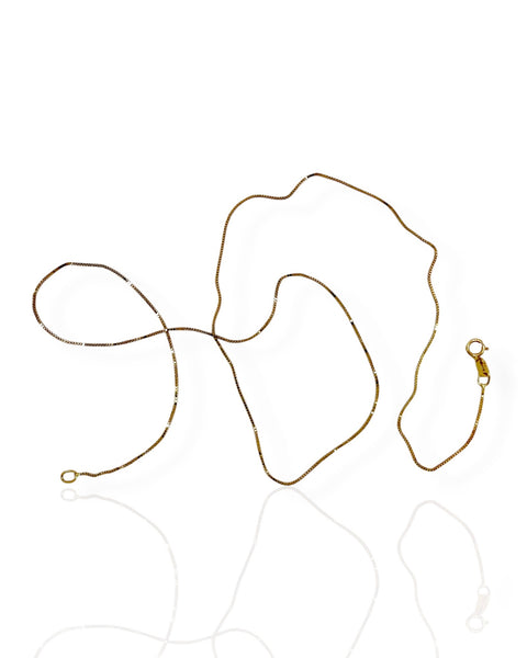 18k Gold Box Chain Necklace (18.125