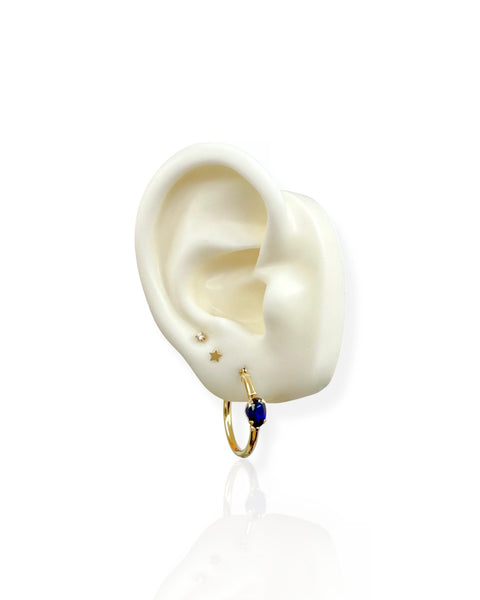 14k Gold Sapphire Hoop Earrings