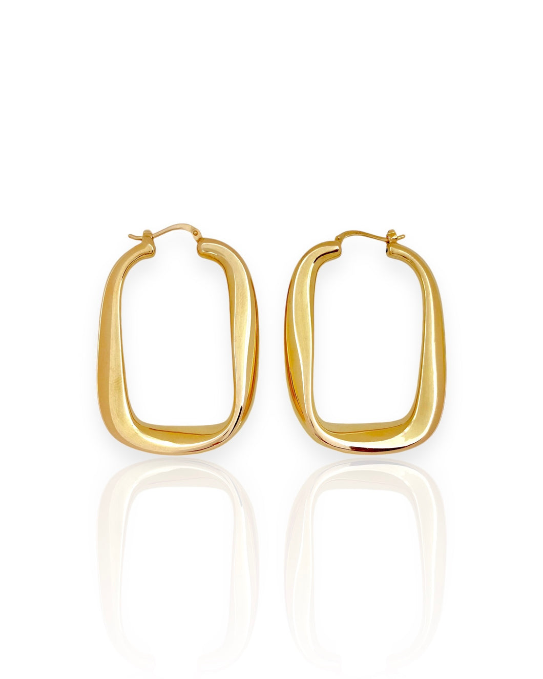 18k Gold Squoval Hoop Earrings