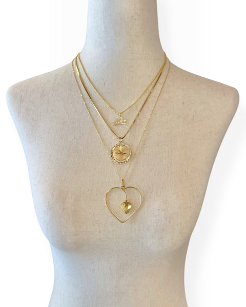 14k Gold Dangling Heart Charm