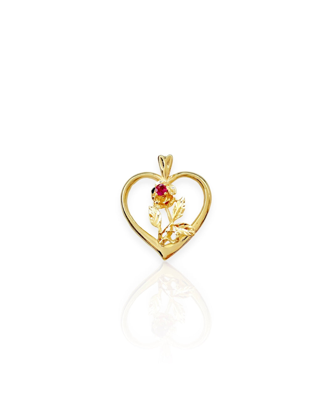 14k Gold Heart with Rose Charm