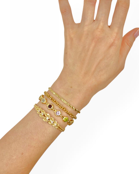 14k Gold Diamond Graduated Rope Chain Bracelet (7")