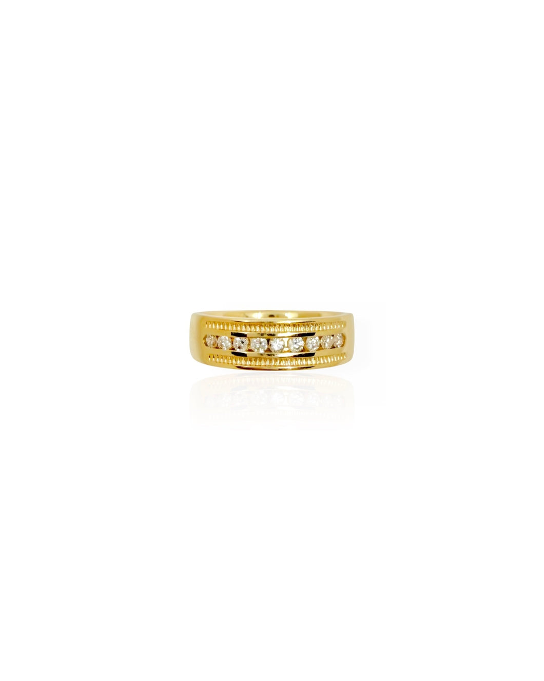 14k Gold Diamond Coin Edge Ring (7)