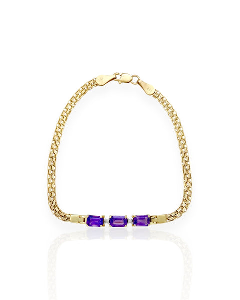 14k Gold Amethyst Bracelet (7.25