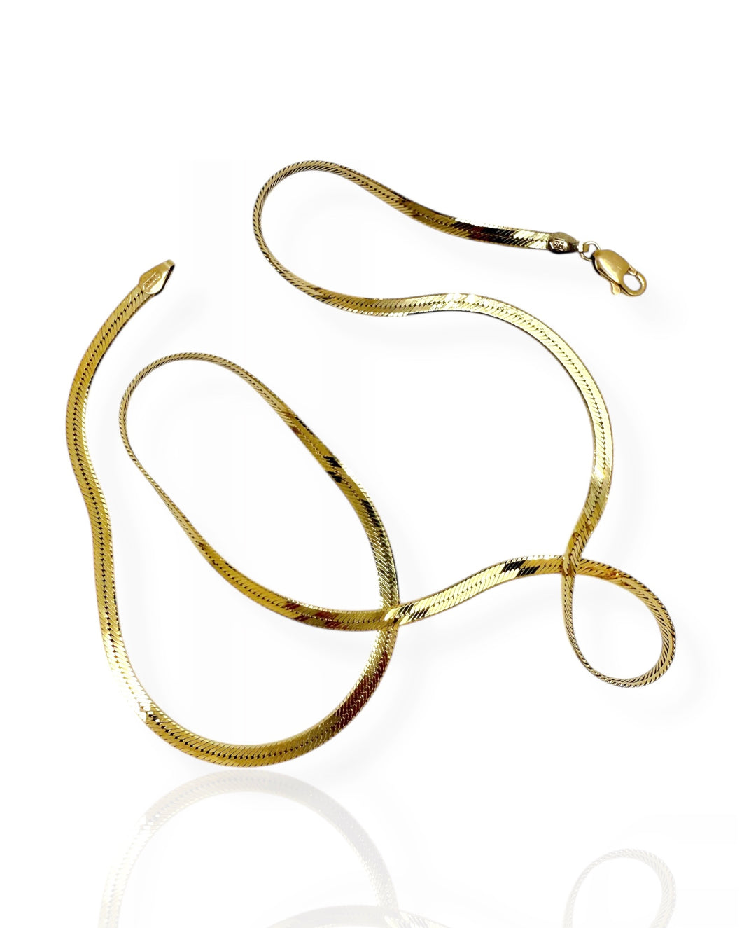 14k Gold Herringbone Chain Necklace (18.125
