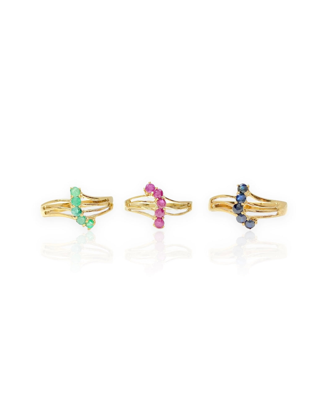 14k Gold Gemstone Curve Rings (6, 6.25, 7.5)