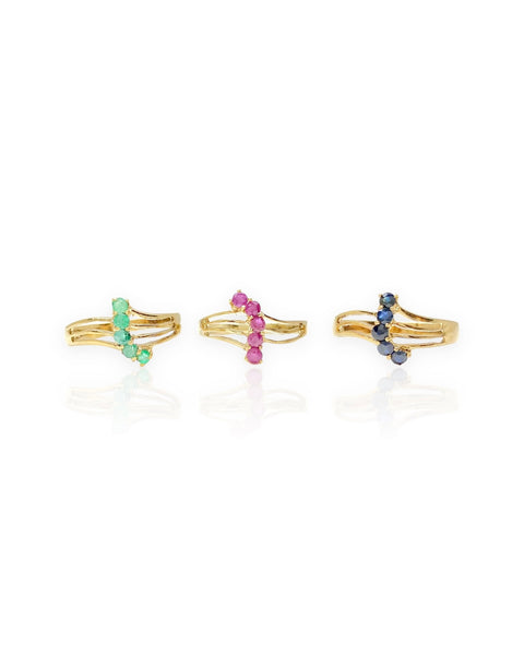 14k Gold Gemstone Curve Rings (6, 6.25, 7.5)