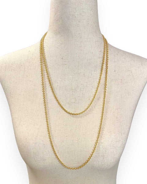 18k Gold Textured Cable Chain Necklaces (21.625", 29.375")