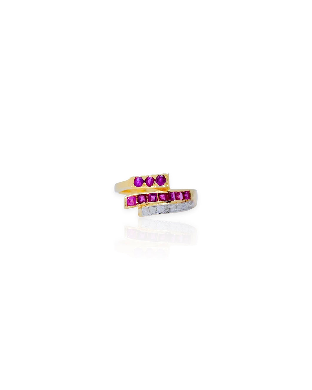 14k Gold Gemstone Stripes Rings (6.5, 8.5)