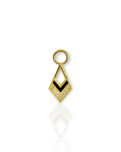 18k Gold Diamond and Enamel Charm