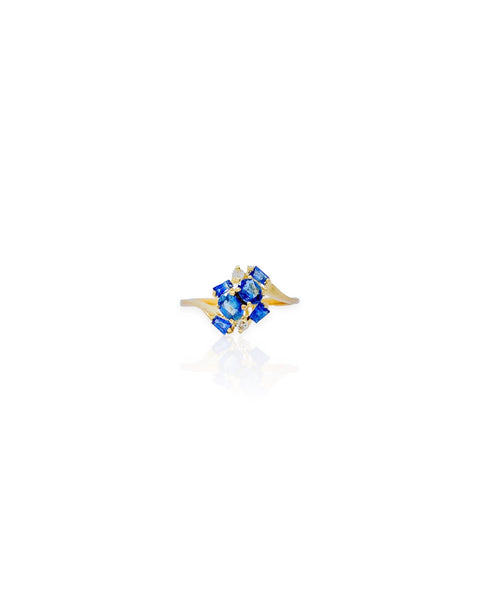 14k Gold Sapphire Cluster Ring (5.5)