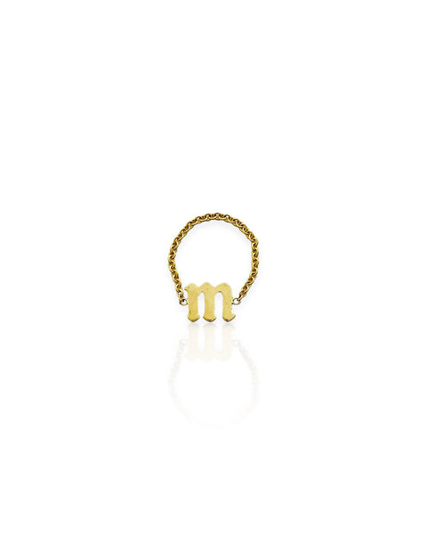 14k Gold Letter M Chain Ring (2)