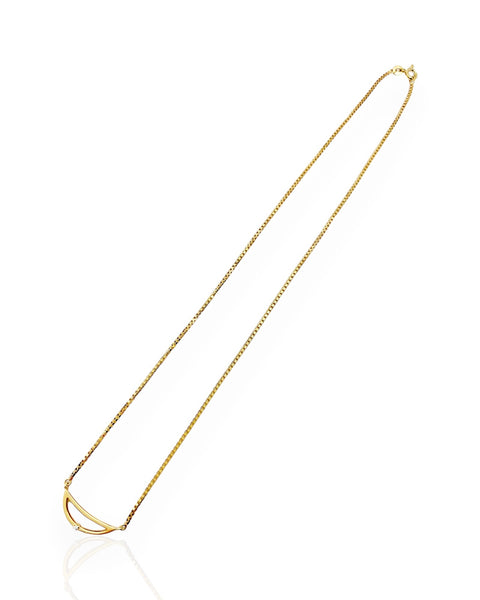 14k Gold Crescent Necklace (18