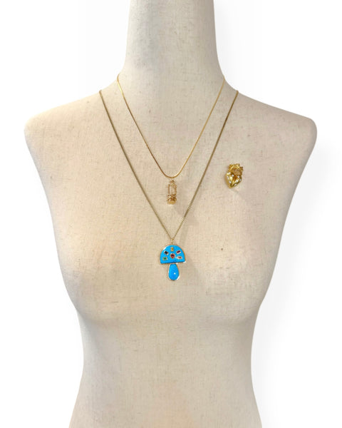 14k Gold Gemstone Mushroom Charm