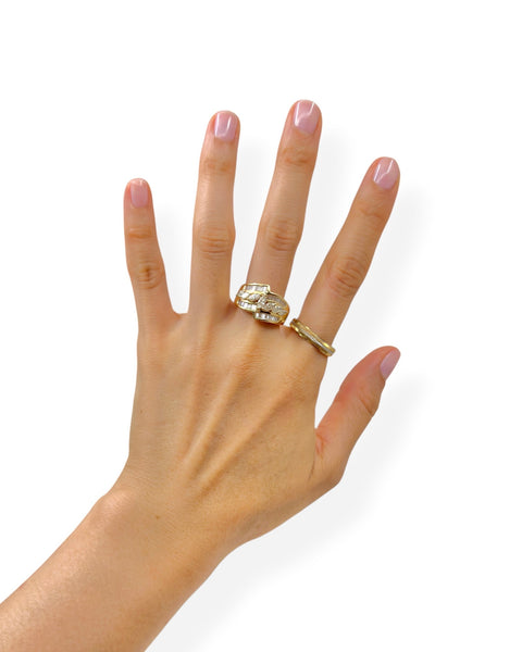14k Gold Stripe Ring (9.5)