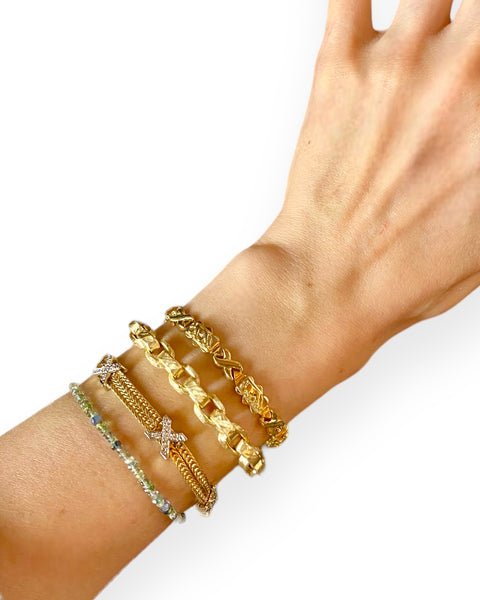 14k Gold Textured Chain Bracelet (7.5")