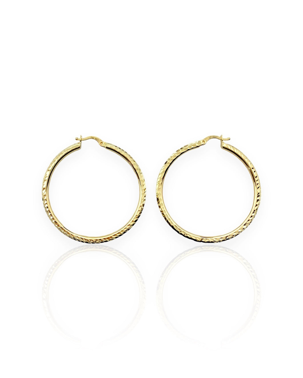 14k Gold Faceted Hoop Earring