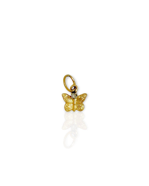 14k Gold Baby Diamond Butterfly Charm