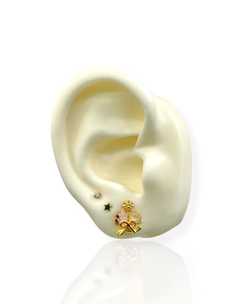 14k Gold Leaf/Bow Earring