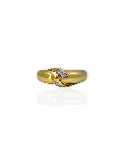 14k Gold Diamond Split Stripe Dome Ring (6)