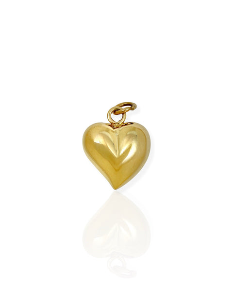 14k Gold Puffy Heart Charm