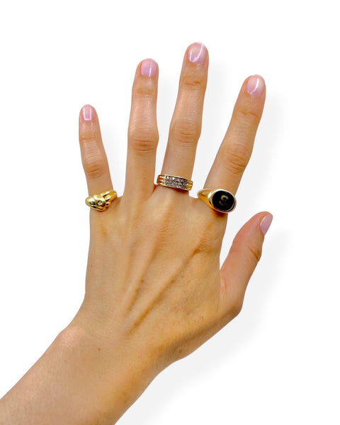 10k Gold Triple Diamond Row Ring (6.25)