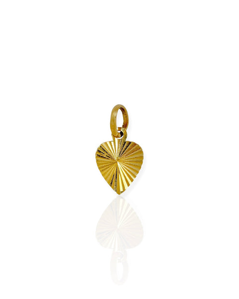 14k Gold Fluted Heart Charm