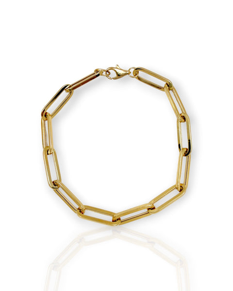 14k Gold Paperclip Chain Bracelet (8.125