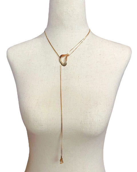 14k Gold Serpentine Chain Lariat Necklace (adjustable)