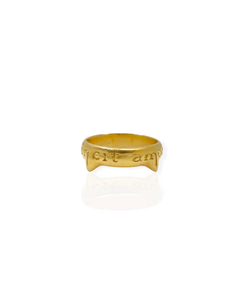 18k Gold Omnia Vincit Amor Spike Ring (4.5)