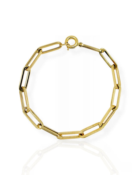14k Gold Paperclip Chain Bracelet (8.625