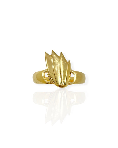 14k Gold Abstract Feather Ring (7.75)