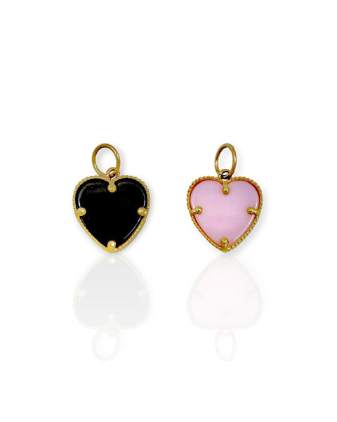 14k Gold Gemstone Heart Charm