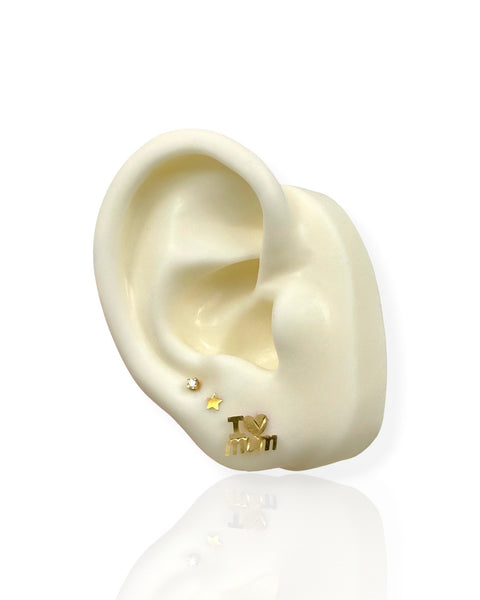 14k Gold "I Love Mom" Earring