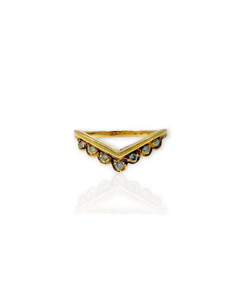14k Gold Diamond Tiara Ring (6.75)