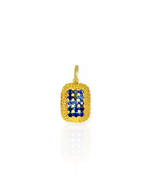 18k Gold Woven Gemstone Charm