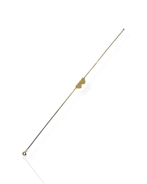 14k Gold Double Heart Bracelet/Anklet (9