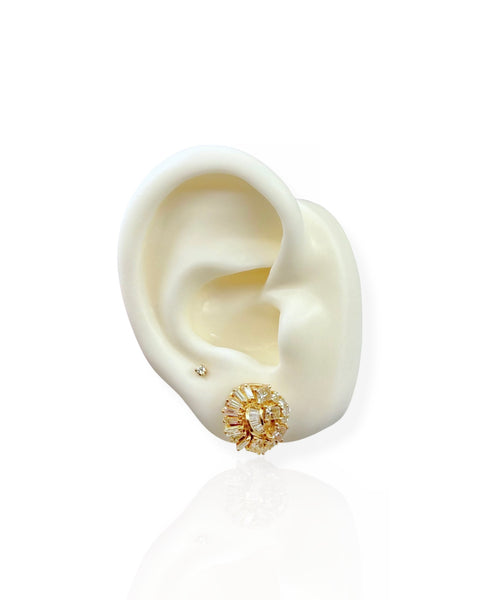 14k Gold Diamond Cluster Earrings