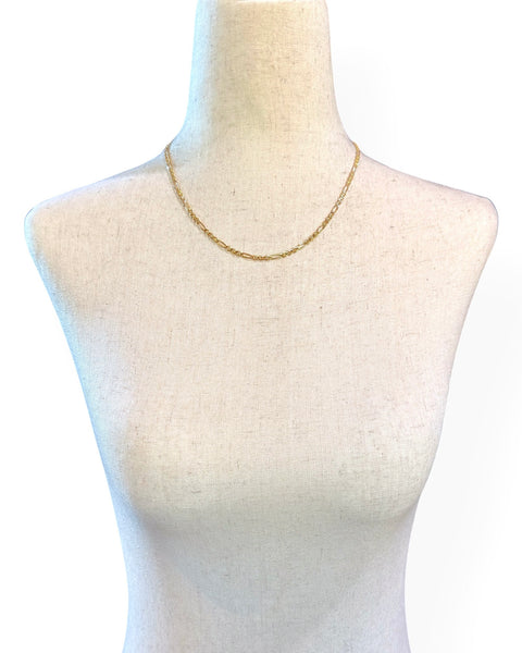 18k Gold Figaro Chain Necklace (17.625")