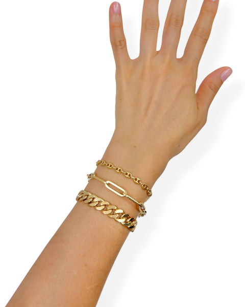 14k Gold Curb Chain Bracelet (7.875")
