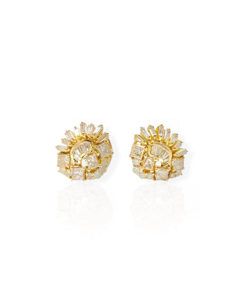 14k Gold Diamond Cluster Earrings