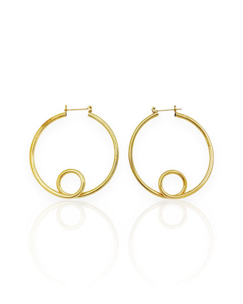 14k Gold Swoop Hoop Earrings