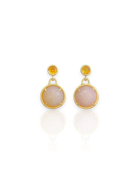 14k Gold Drop Stone Earrings